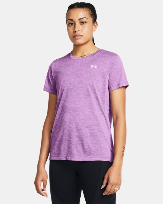 Women's UA Tech™ Twist Short Sleeve, Purple, pdpMainDesktop image number 0